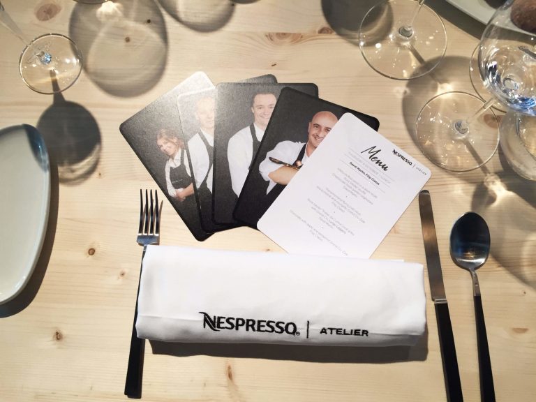 Nespresso Atelier Cards with Menu